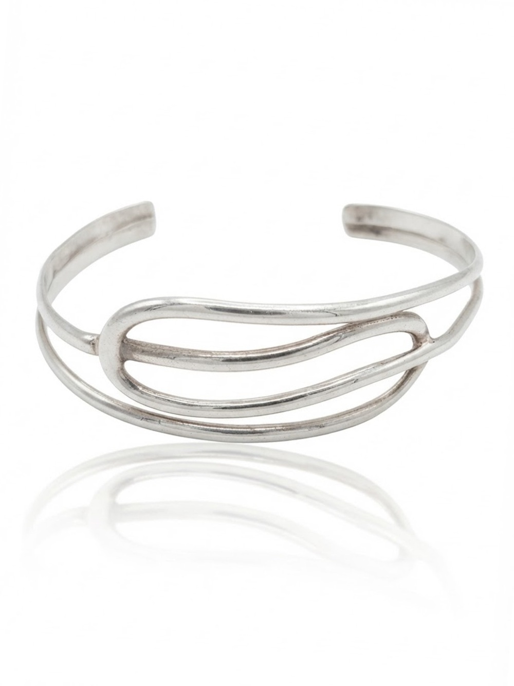 Vintage Mexican Modernist 95.2% XRF Verified Sterling Silver Open Cuff Bracelet